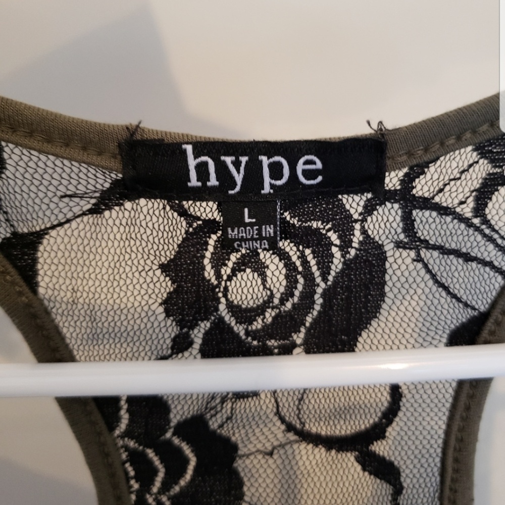 Hype Black Green Paisley Lace back Tank Top. - Picture 5 of 5